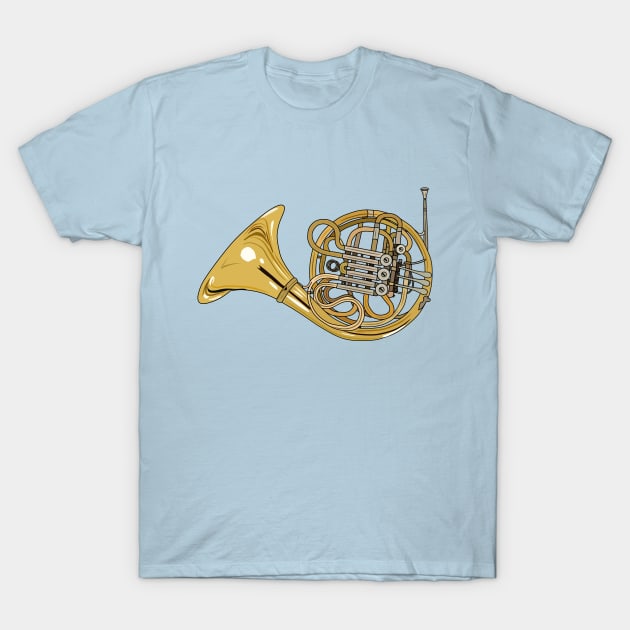 French horn cartoon illustration T-Shirt by Miss Cartoon